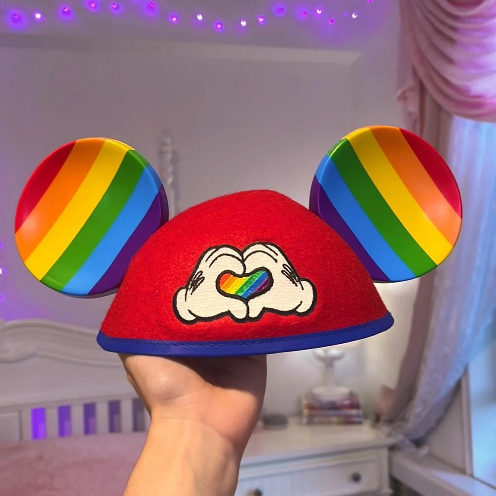 DISNEY Rainbow Pride Mickey Ears Hat with Strap - Picture 1 of 7